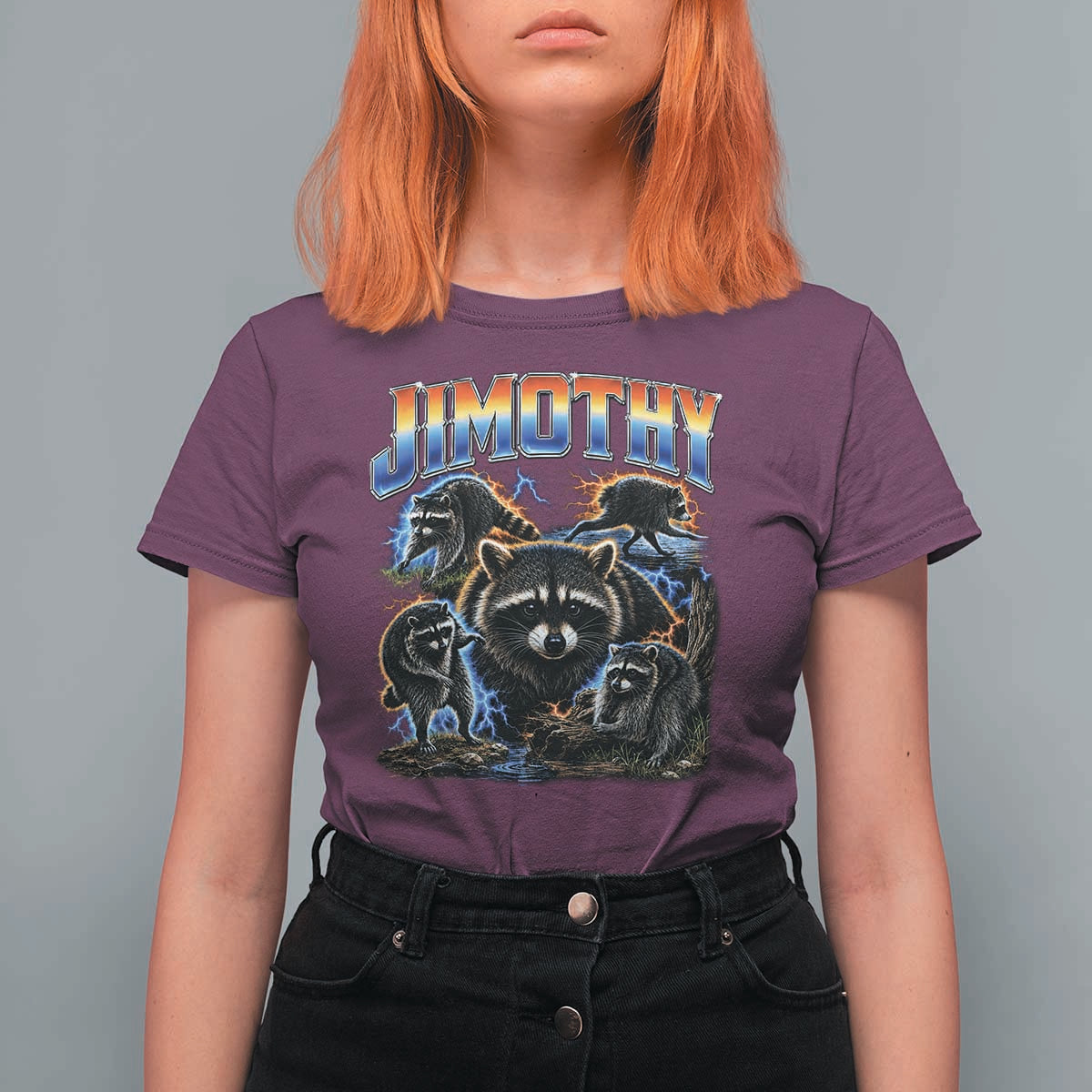 Jimothy the Raccoon Vintage 90s Bootleg Lightning Graphic T Shirt For Women Viral Seattle Trash Panda