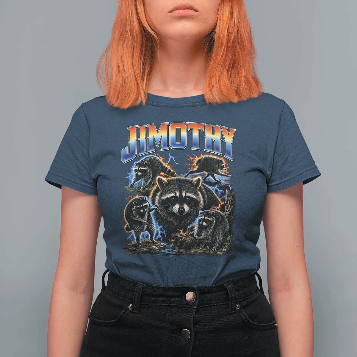 Jimothy the Raccoon Vintage 90s Bootleg Lightning Graphic T Shirt For Women Viral Seattle Trash Panda
