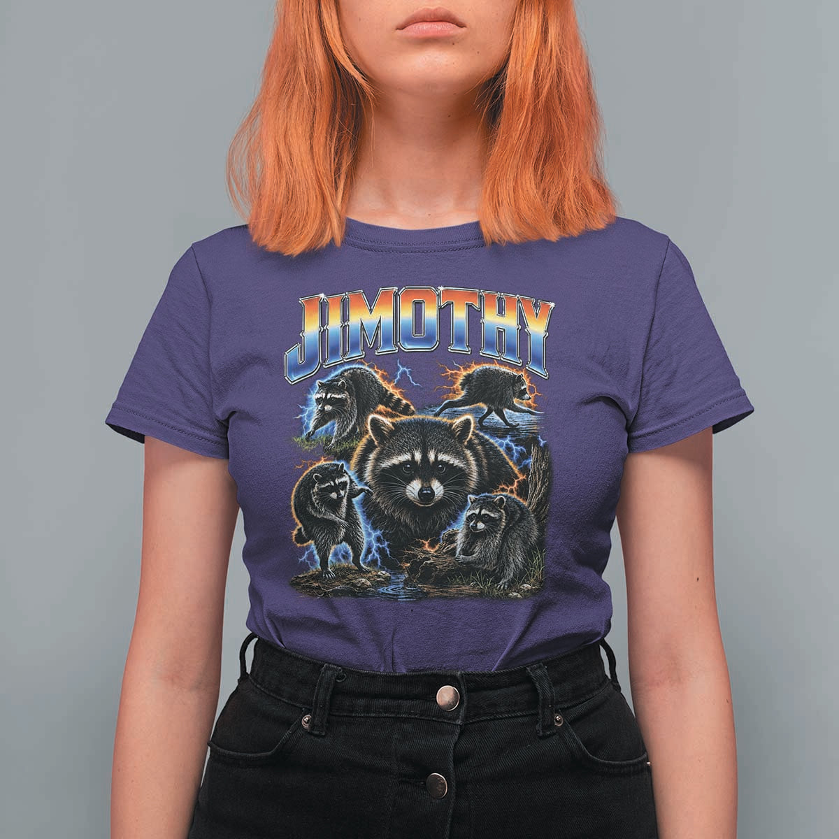 Jimothy the Raccoon Vintage 90s Bootleg Lightning Graphic T Shirt For Women Viral Seattle Trash Panda