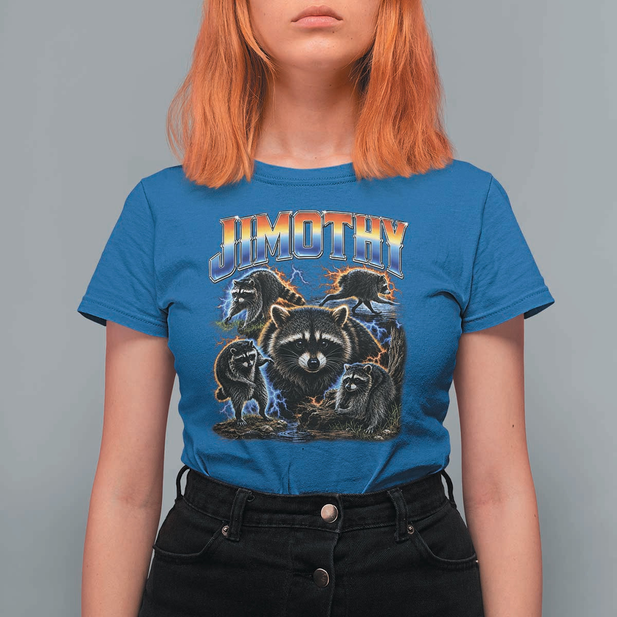 Jimothy the Raccoon Vintage 90s Bootleg Lightning Graphic T Shirt For Women Viral Seattle Trash Panda