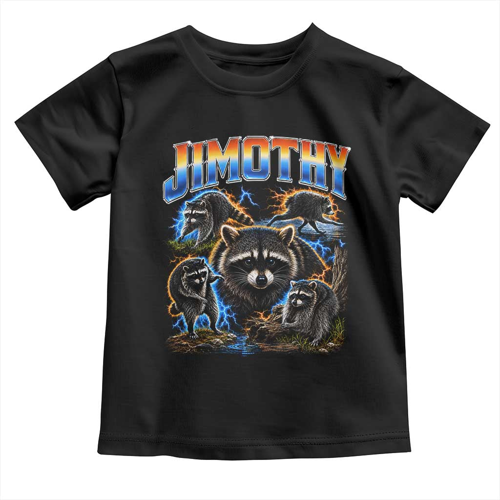 Jimothy the Raccoon Vintage 90s Bootleg Lightning Graphic Toddler T Shirt Viral Seattle Trash Panda