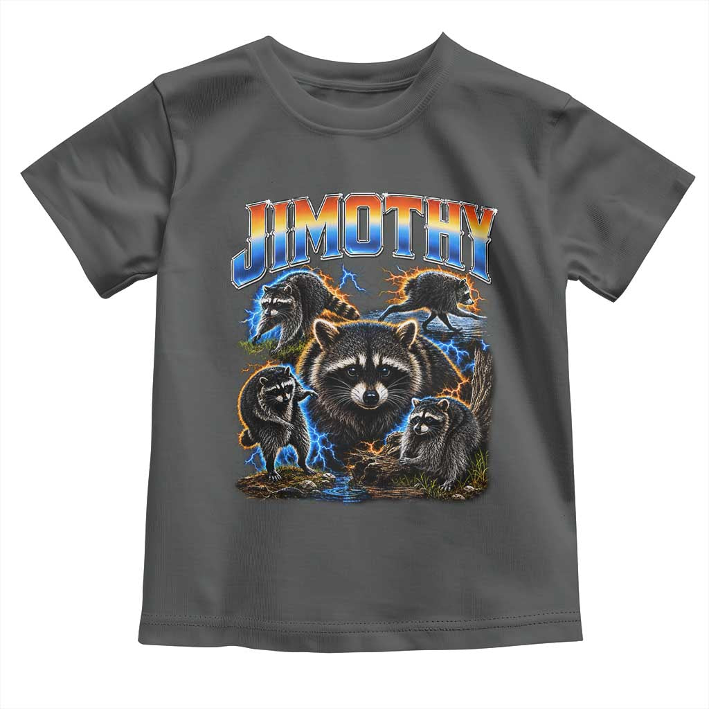 Jimothy the Raccoon Vintage 90s Bootleg Lightning Graphic Toddler T Shirt Viral Seattle Trash Panda