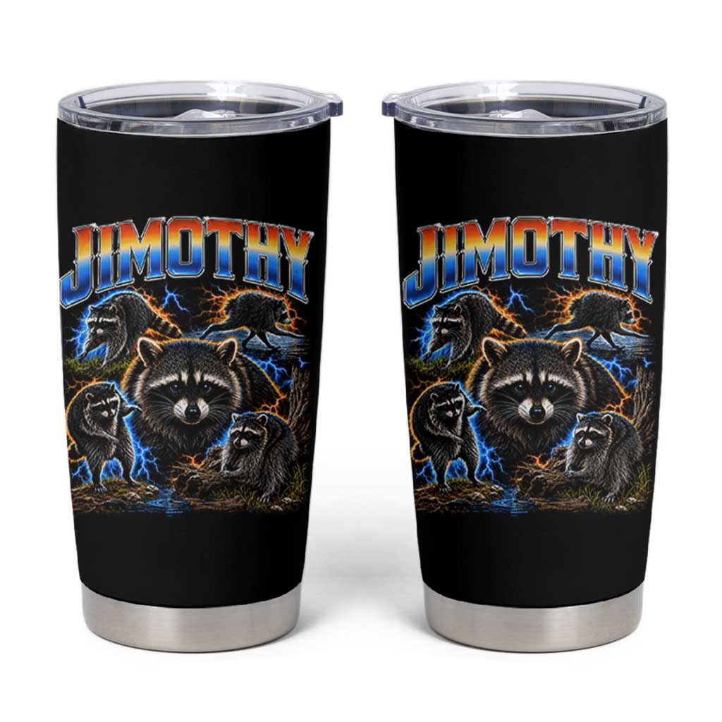 Jimothy the Raccoon Vintage 90s Bootleg Lightning Graphic Tumbler Cup Viral Seattle Trash Panda
