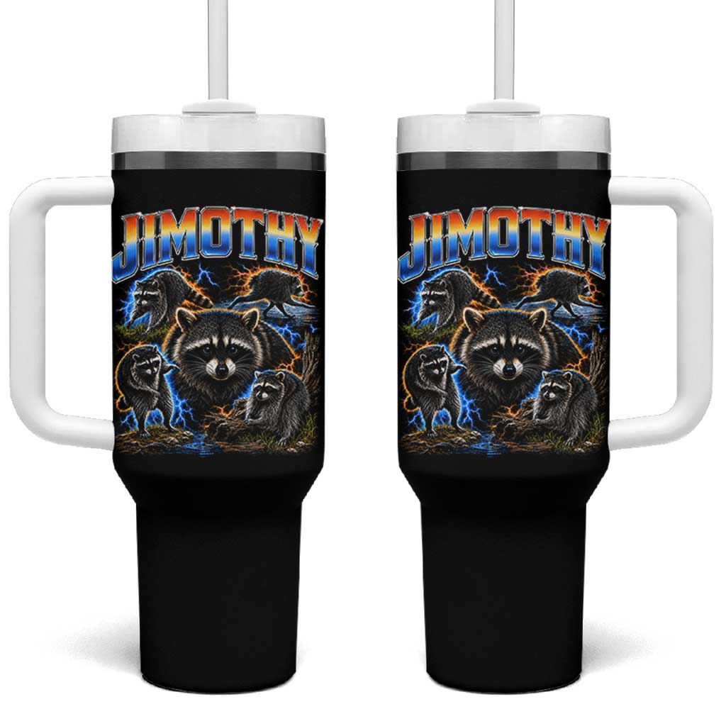 Jimothy the Raccoon Vintage 90s Bootleg Lightning Graphic Tumbler With Handle Viral Seattle Trash Panda