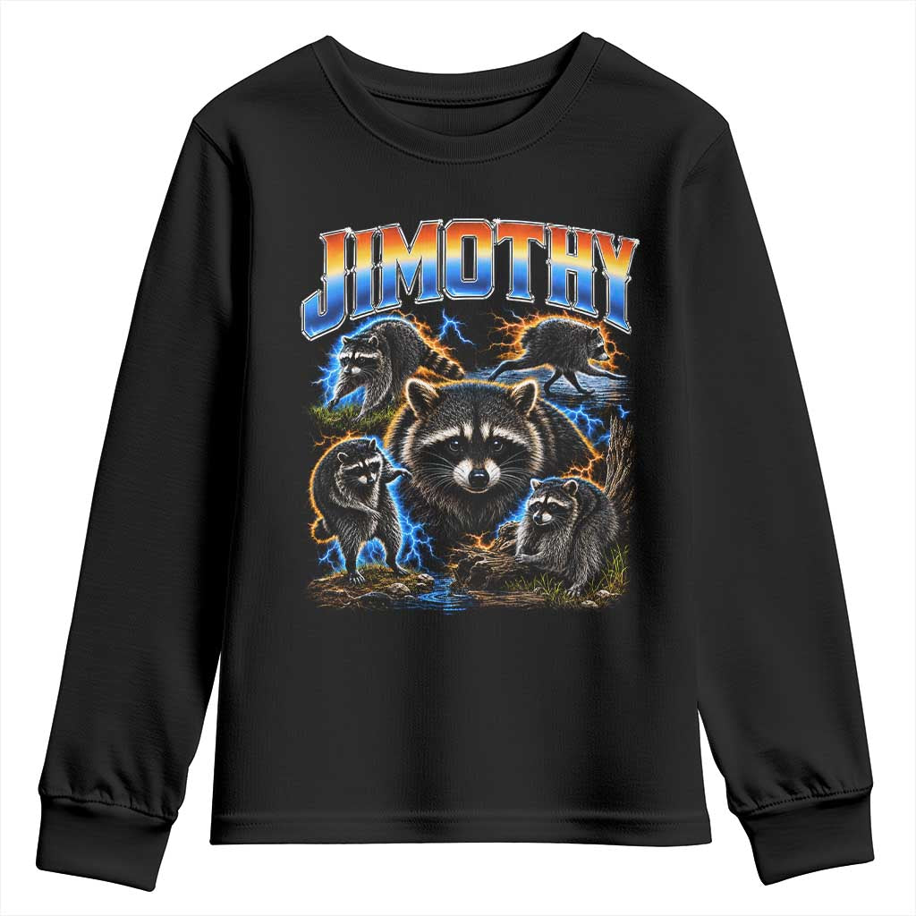 Jimothy the Raccoon Vintage 90s Bootleg Lightning Graphic Youth Sweatshirt Viral Seattle Trash Panda