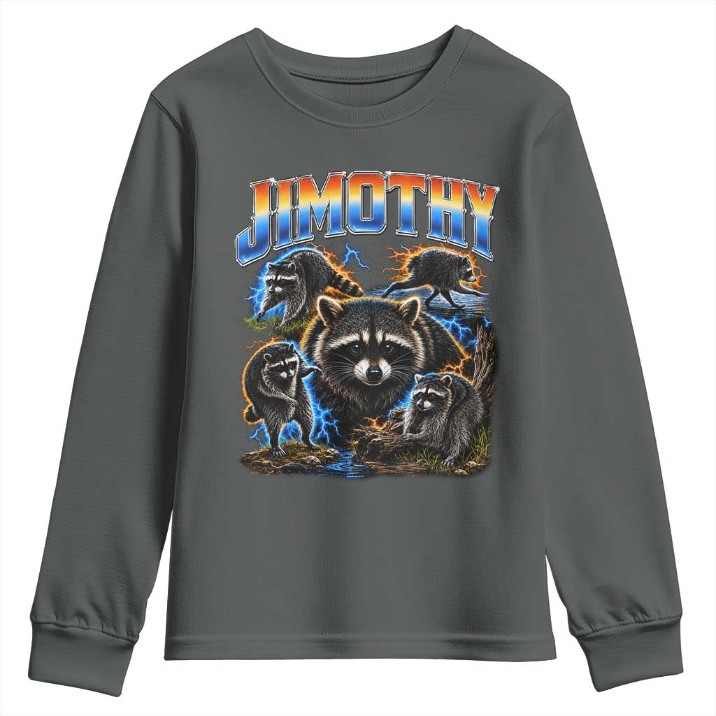 Jimothy the Raccoon Vintage 90s Bootleg Lightning Graphic Youth Sweatshirt Viral Seattle Trash Panda