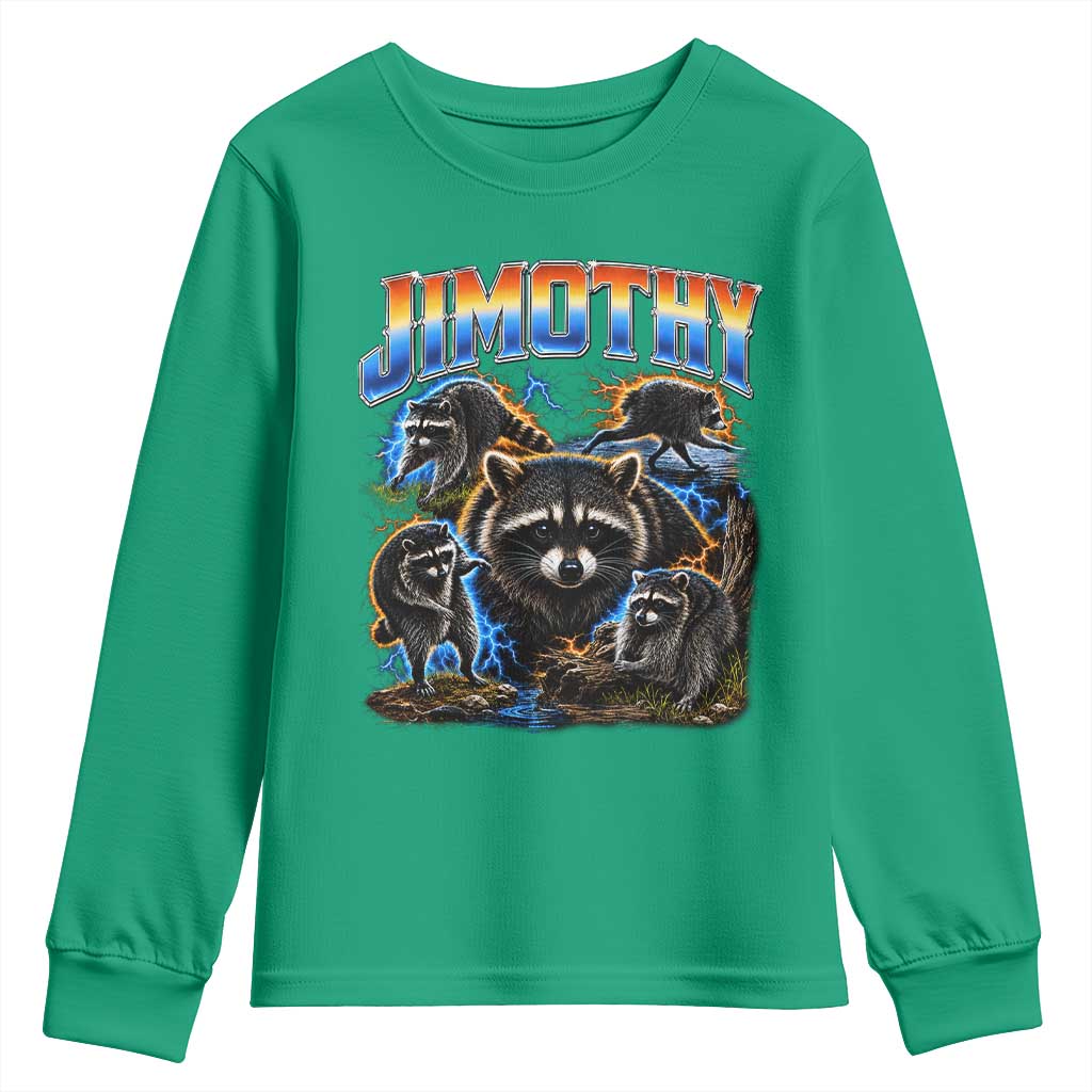 Jimothy the Raccoon Vintage 90s Bootleg Lightning Graphic Youth Sweatshirt Viral Seattle Trash Panda