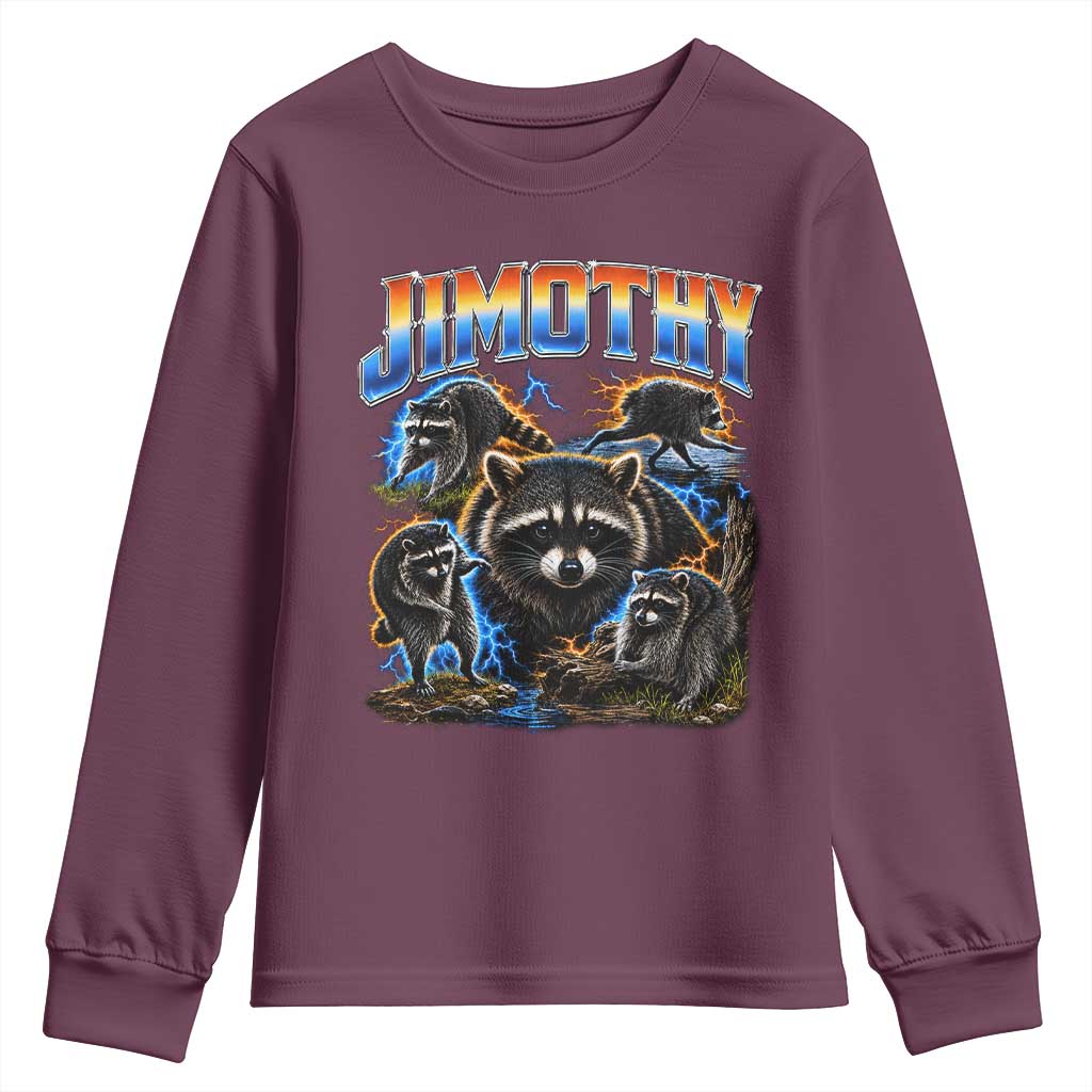 Jimothy the Raccoon Vintage 90s Bootleg Lightning Graphic Youth Sweatshirt Viral Seattle Trash Panda