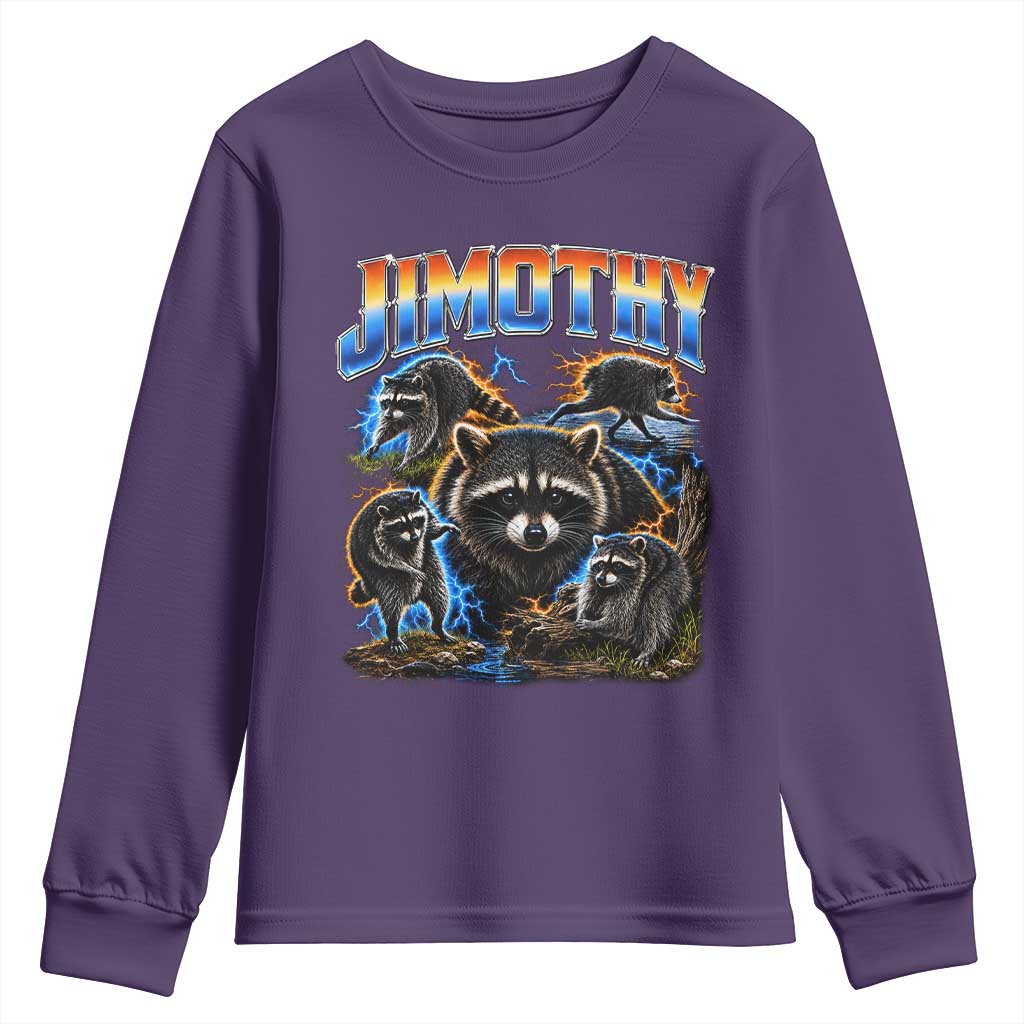 Jimothy the Raccoon Vintage 90s Bootleg Lightning Graphic Youth Sweatshirt Viral Seattle Trash Panda