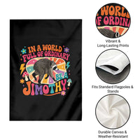 In A World Full Of Ordinary Be A Jimothy Psychedelic Style Garden Flag Retro Groovy Seattle Raccoon Legend Graphic