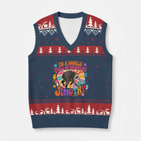 In A World Full Of Ordinary Be A Jimothy Psychedelic Style V-Neck Knit Sweater Vest Retro Groovy Seattle Raccoon Legend Graphic