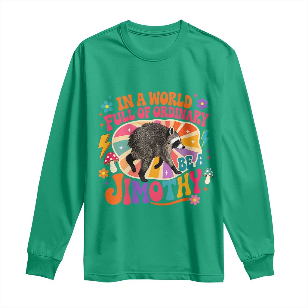 In A World Full Of Ordinary Be A Jimothy Psychedelic Style Long Sleeve Shirt Retro Groovy Seattle Raccoon Legend Graphic