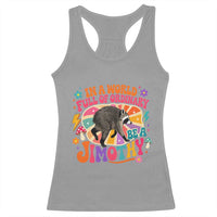 In A World Full Of Ordinary Be A Jimothy Psychedelic Style Racerback Tank Top Retro Groovy Seattle Raccoon Legend Graphic