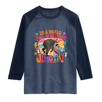 In A World Full Of Ordinary Be A Jimothy Psychedelic Style Raglan Shirt Retro Groovy Seattle Raccoon Legend Graphic