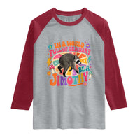 In A World Full Of Ordinary Be A Jimothy Psychedelic Style Raglan Shirt Retro Groovy Seattle Raccoon Legend Graphic