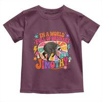 In A World Full Of Ordinary Be A Jimothy Psychedelic Style Toddler T Shirt Retro Groovy Seattle Raccoon Legend Graphic