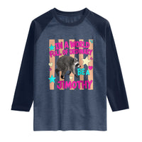 In A World Full Of Ordinary Be A Jimothy Preppy Style Raglan Shirt Cute Y2K Pop Seattle Raccoon Legend Graphic