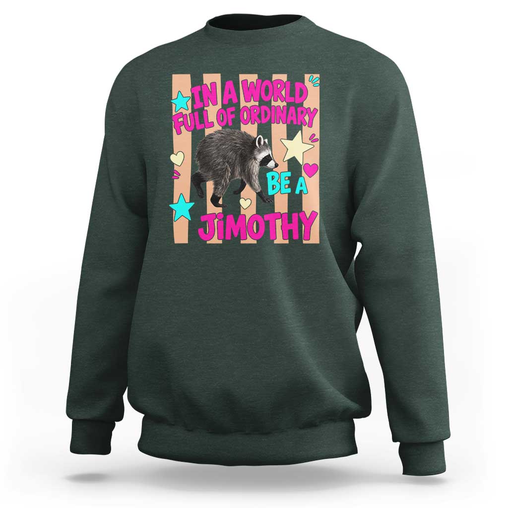 In A World Full Of Ordinary Be A Jimothy Preppy Style Sweatshirt Cute Y2K Pop Seattle Raccoon Legend Graphic