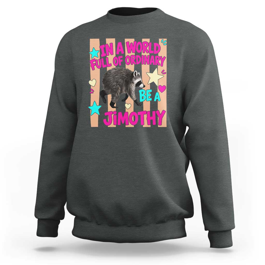 In A World Full Of Ordinary Be A Jimothy Preppy Style Sweatshirt Cute Y2K Pop Seattle Raccoon Legend Graphic