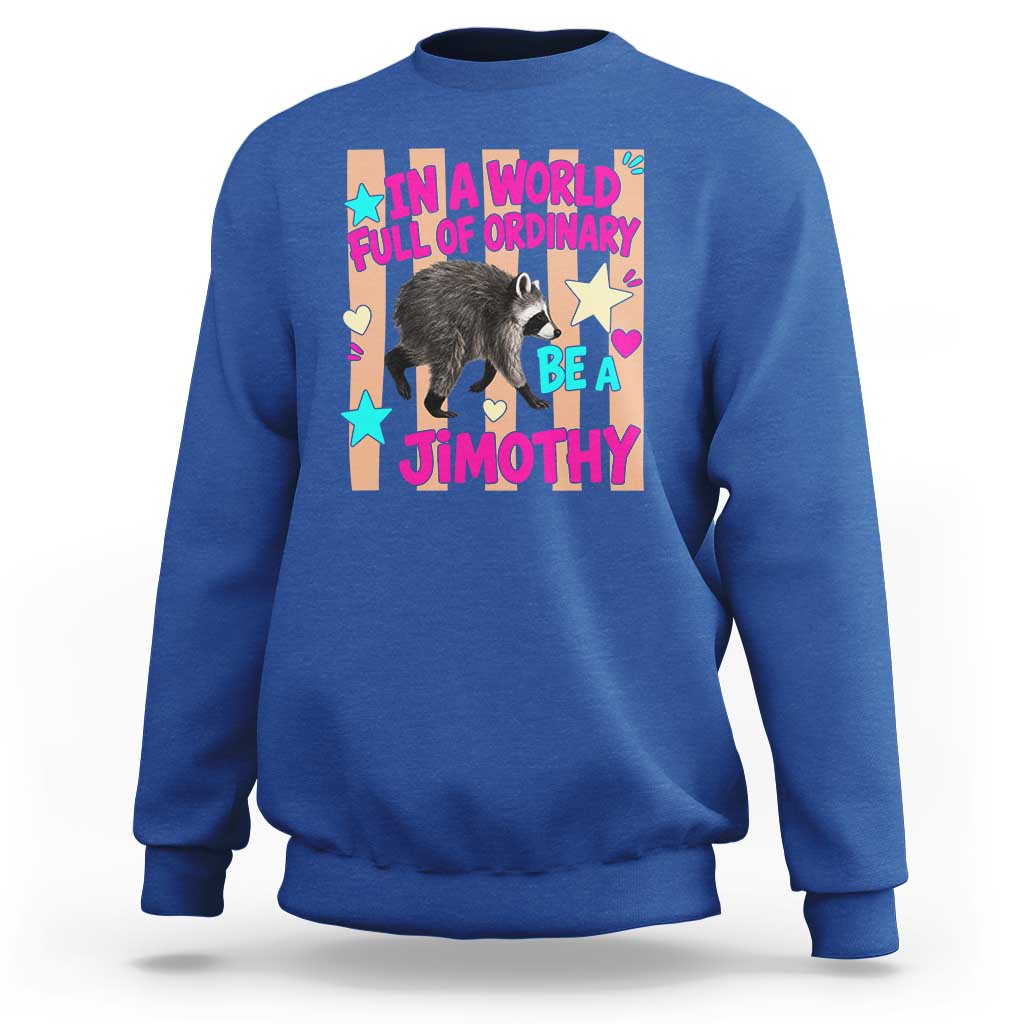 In A World Full Of Ordinary Be A Jimothy Preppy Style Sweatshirt Cute Y2K Pop Seattle Raccoon Legend Graphic