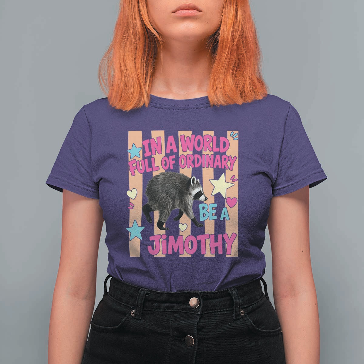 In A World Full Of Ordinary Be A Jimothy Preppy Style T Shirt For Women Cute Y2K Pop Seattle Raccoon Legend Graphic