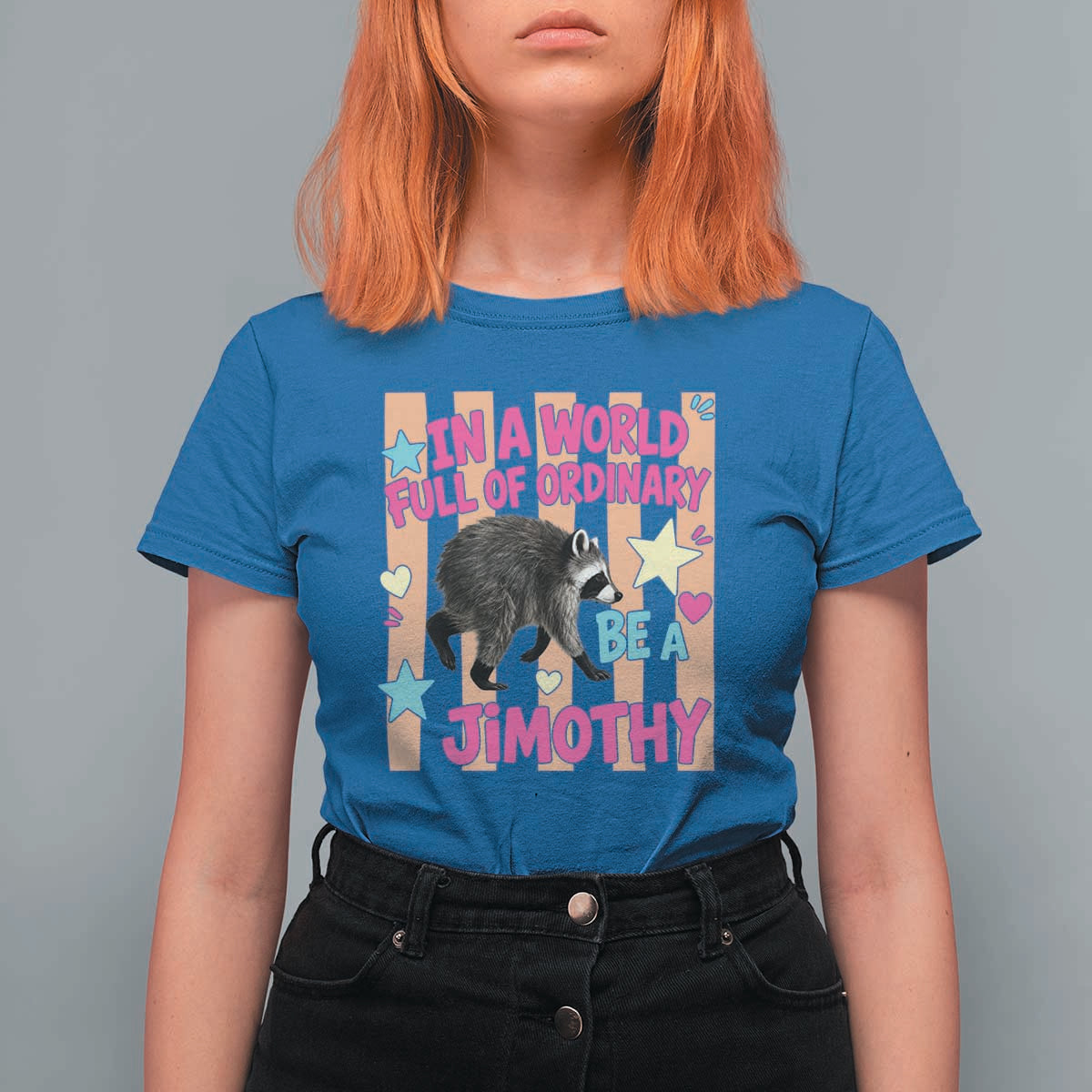 In A World Full Of Ordinary Be A Jimothy Preppy Style T Shirt For Women Cute Y2K Pop Seattle Raccoon Legend Graphic