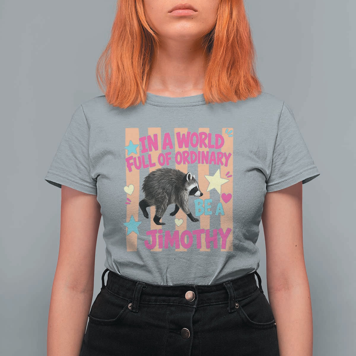 In A World Full Of Ordinary Be A Jimothy Preppy Style T Shirt For Women Cute Y2K Pop Seattle Raccoon Legend Graphic