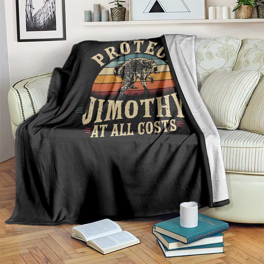 Protect Jimothy At All Costs Seattle Raccoon Throw Blanket Vintage Sunset Feral Trash Panda Legend Supporter