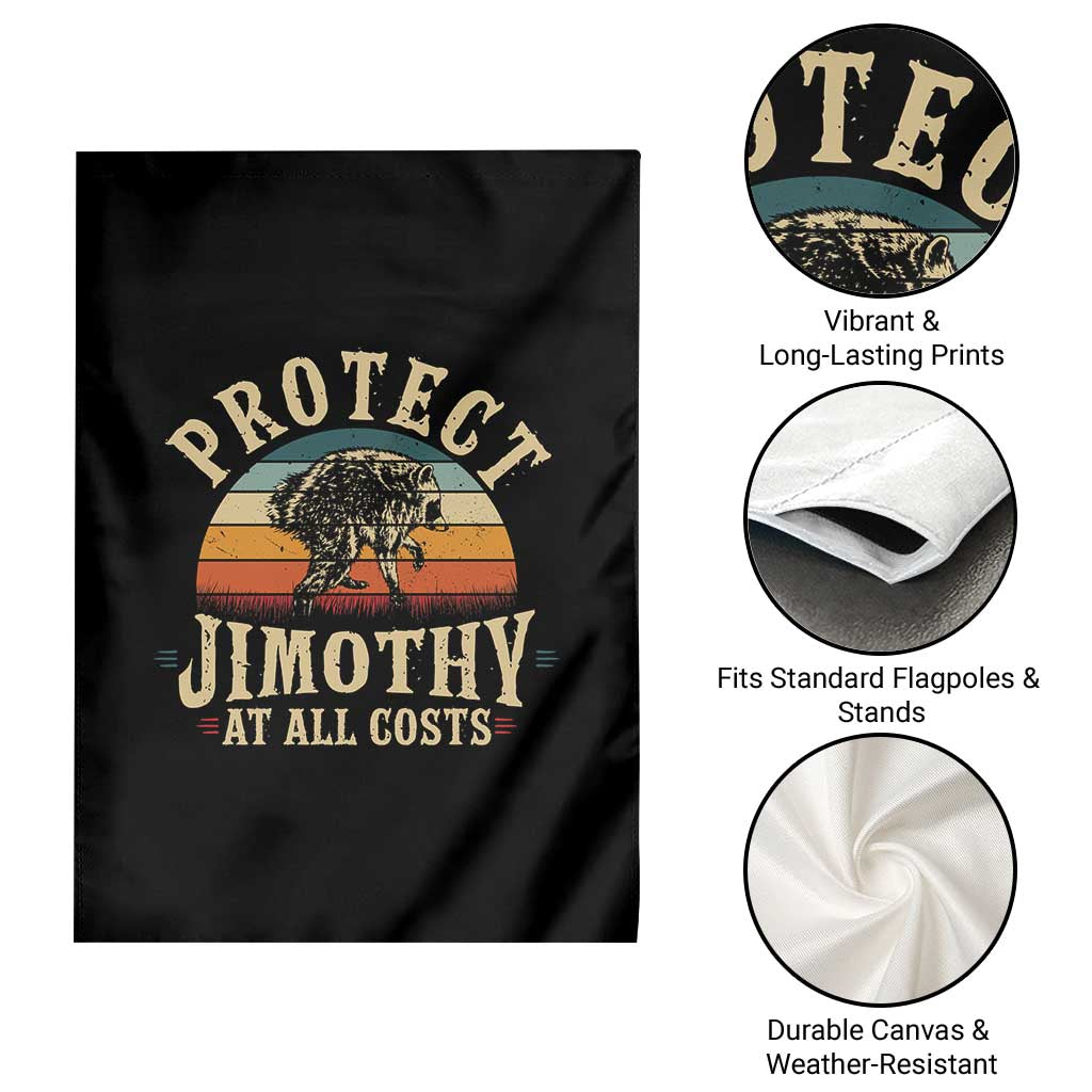 Protect Jimothy At All Costs Seattle Raccoon Garden Flag Vintage Sunset Feral Trash Panda Legend Supporter
