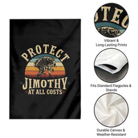 Protect Jimothy At All Costs Seattle Raccoon Garden Flag Vintage Sunset Feral Trash Panda Legend Supporter