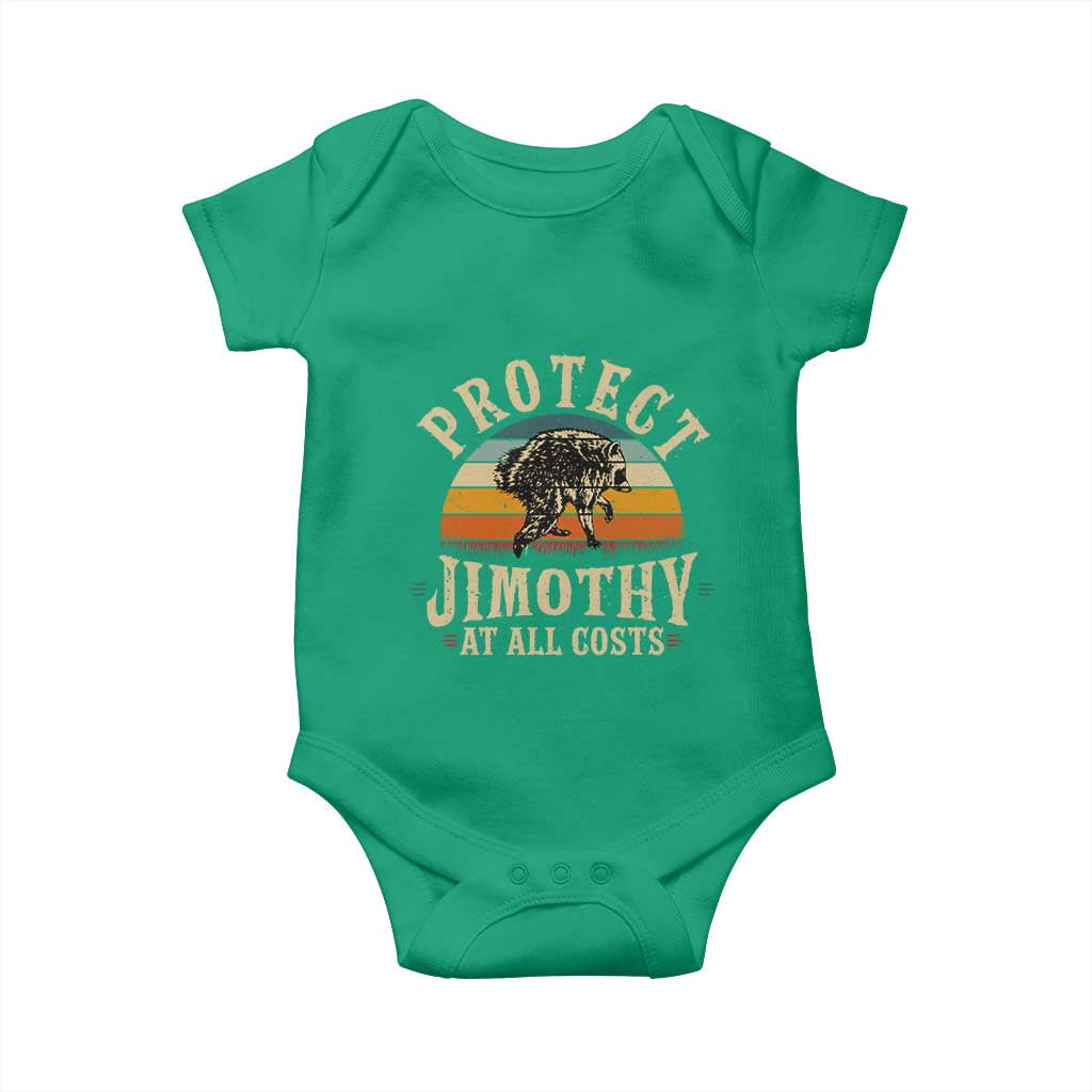 Protect Jimothy At All Costs Seattle Raccoon Baby Onesie Vintage Sunset Feral Trash Panda Legend Supporter