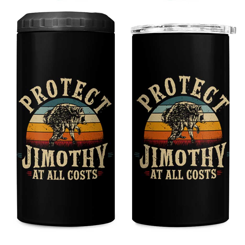 Protect Jimothy At All Costs Seattle Raccoon 4 in 1 Can Cooler Tumbler Vintage Sunset Feral Trash Panda Legend Supporter