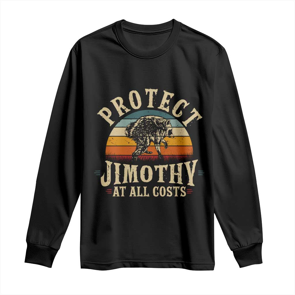 Protect Jimothy At All Costs Seattle Raccoon Long Sleeve Shirt Vintage Sunset Feral Trash Panda Legend Supporter
