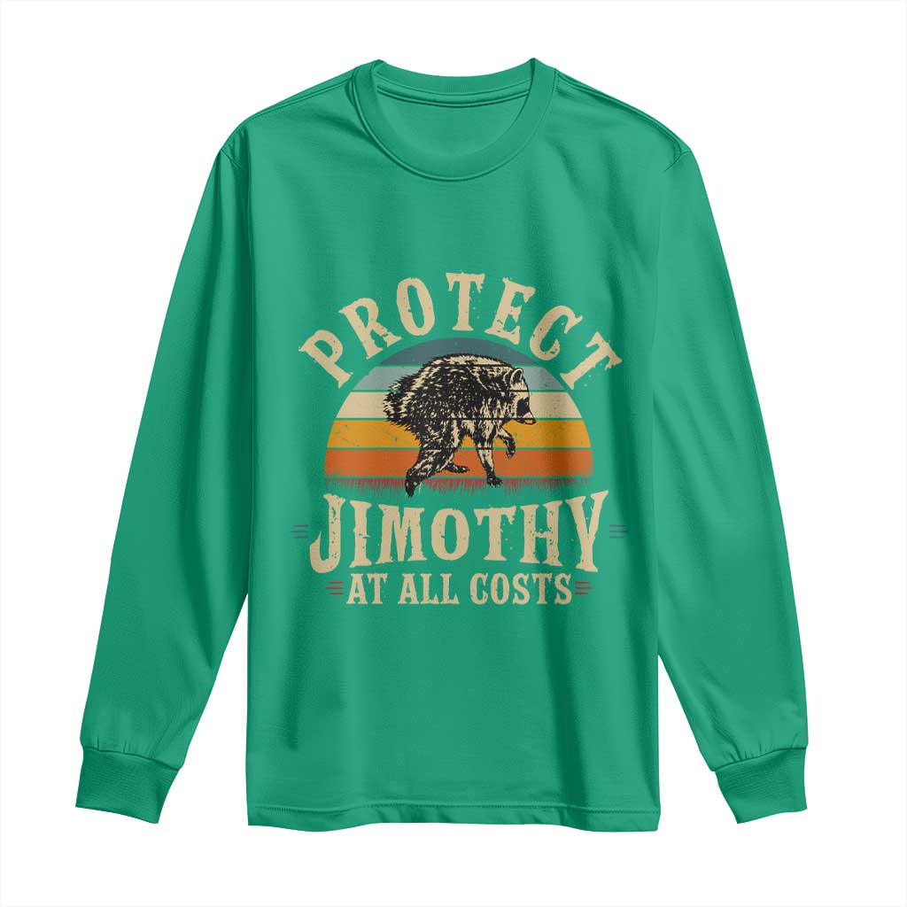Protect Jimothy At All Costs Seattle Raccoon Long Sleeve Shirt Vintage Sunset Feral Trash Panda Legend Supporter