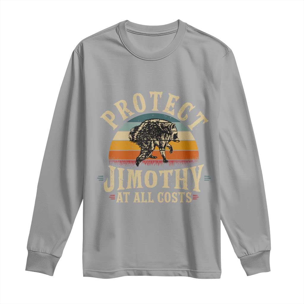 Protect Jimothy At All Costs Seattle Raccoon Long Sleeve Shirt Vintage Sunset Feral Trash Panda Legend Supporter