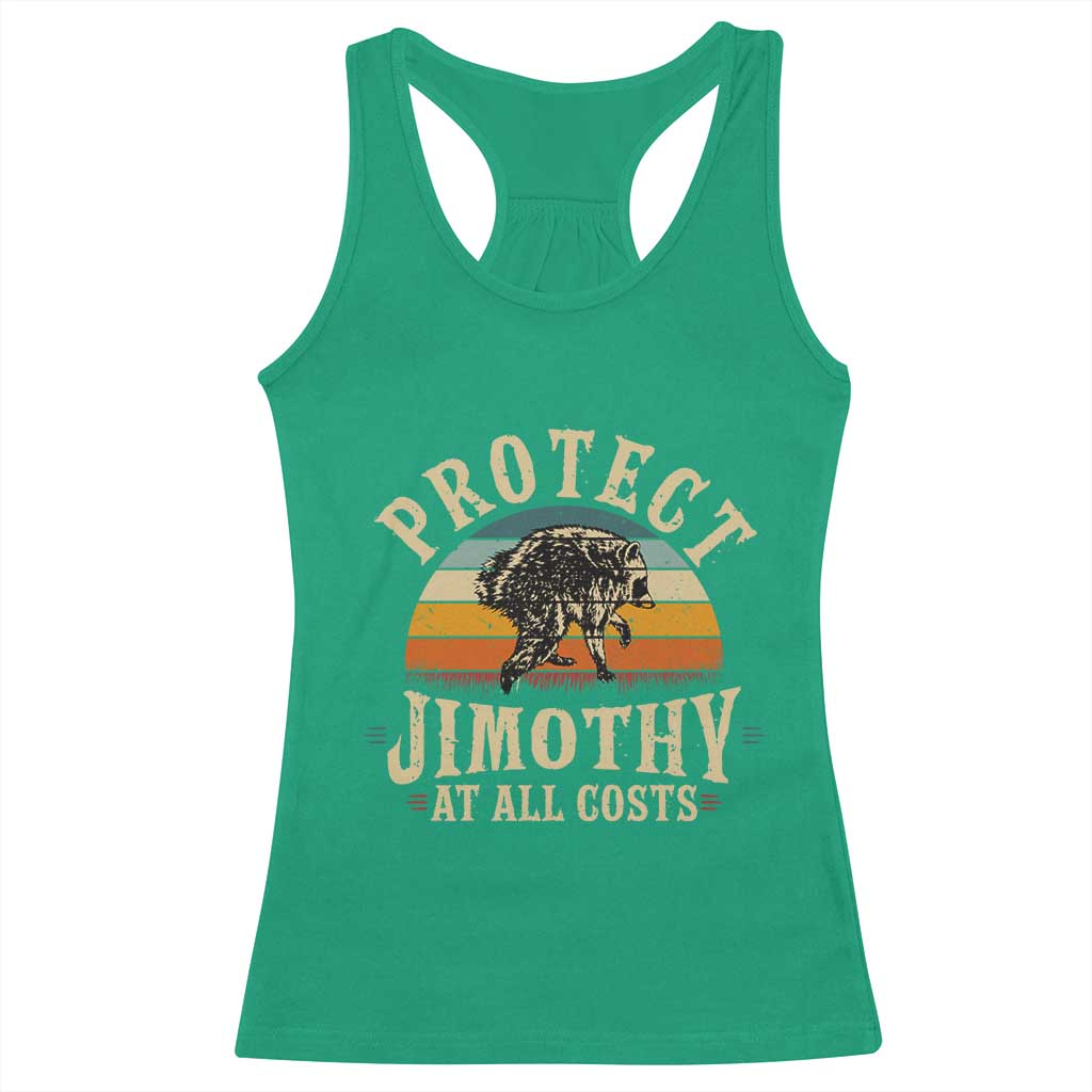 Protect Jimothy At All Costs Seattle Raccoon Racerback Tank Top Vintage Sunset Feral Trash Panda Legend Supporter
