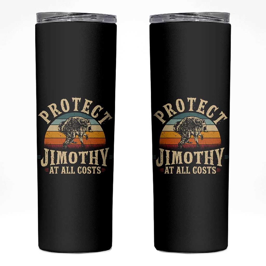 Protect Jimothy At All Costs Seattle Raccoon Skinny Tumbler Vintage Sunset Feral Trash Panda Legend Supporter