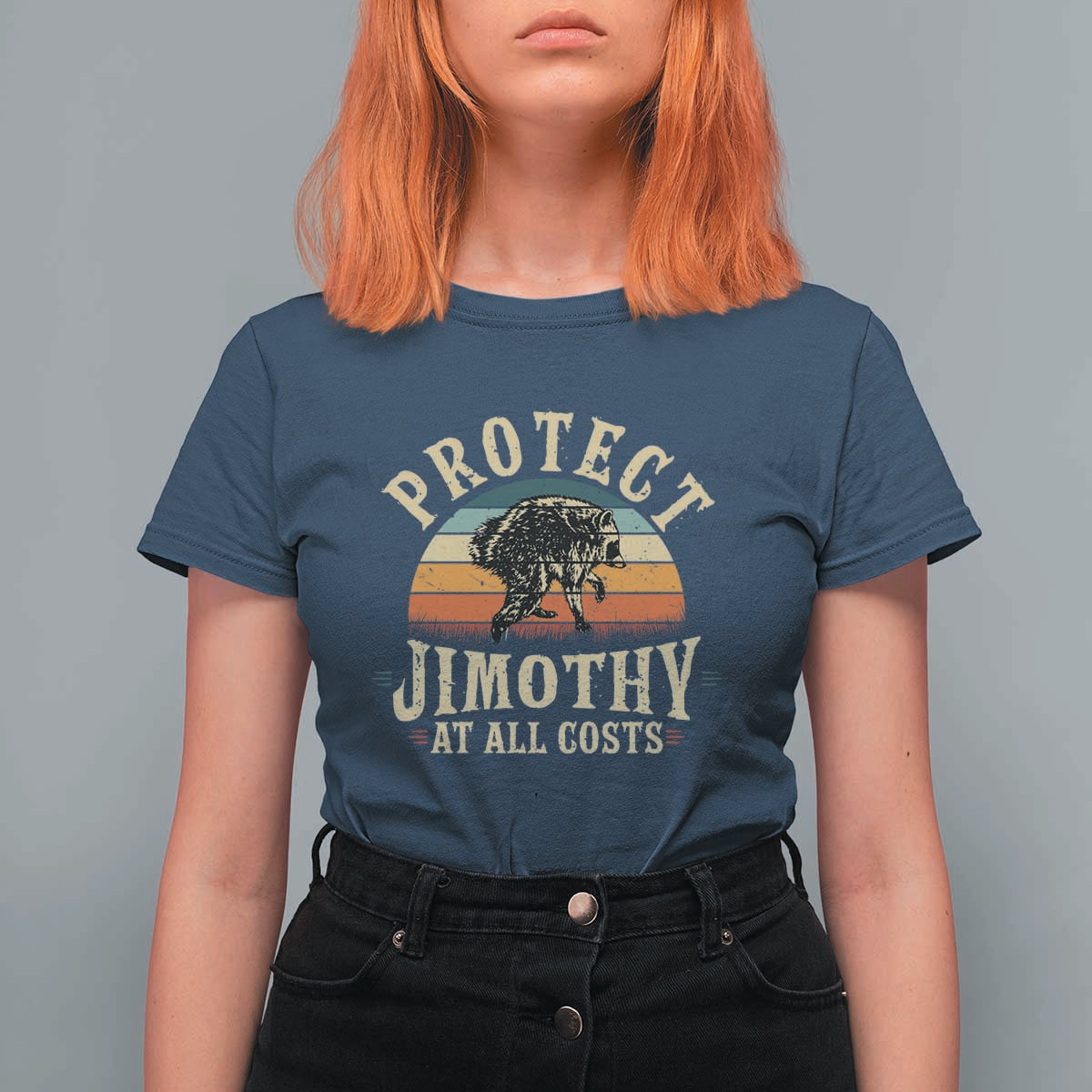Protect Jimothy At All Costs Seattle Raccoon T Shirt For Women Vintage Sunset Feral Trash Panda Legend Supporter