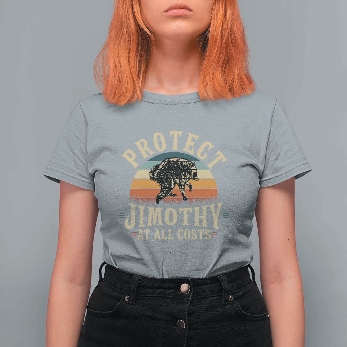Protect Jimothy At All Costs Seattle Raccoon T Shirt For Women Vintage Sunset Feral Trash Panda Legend Supporter