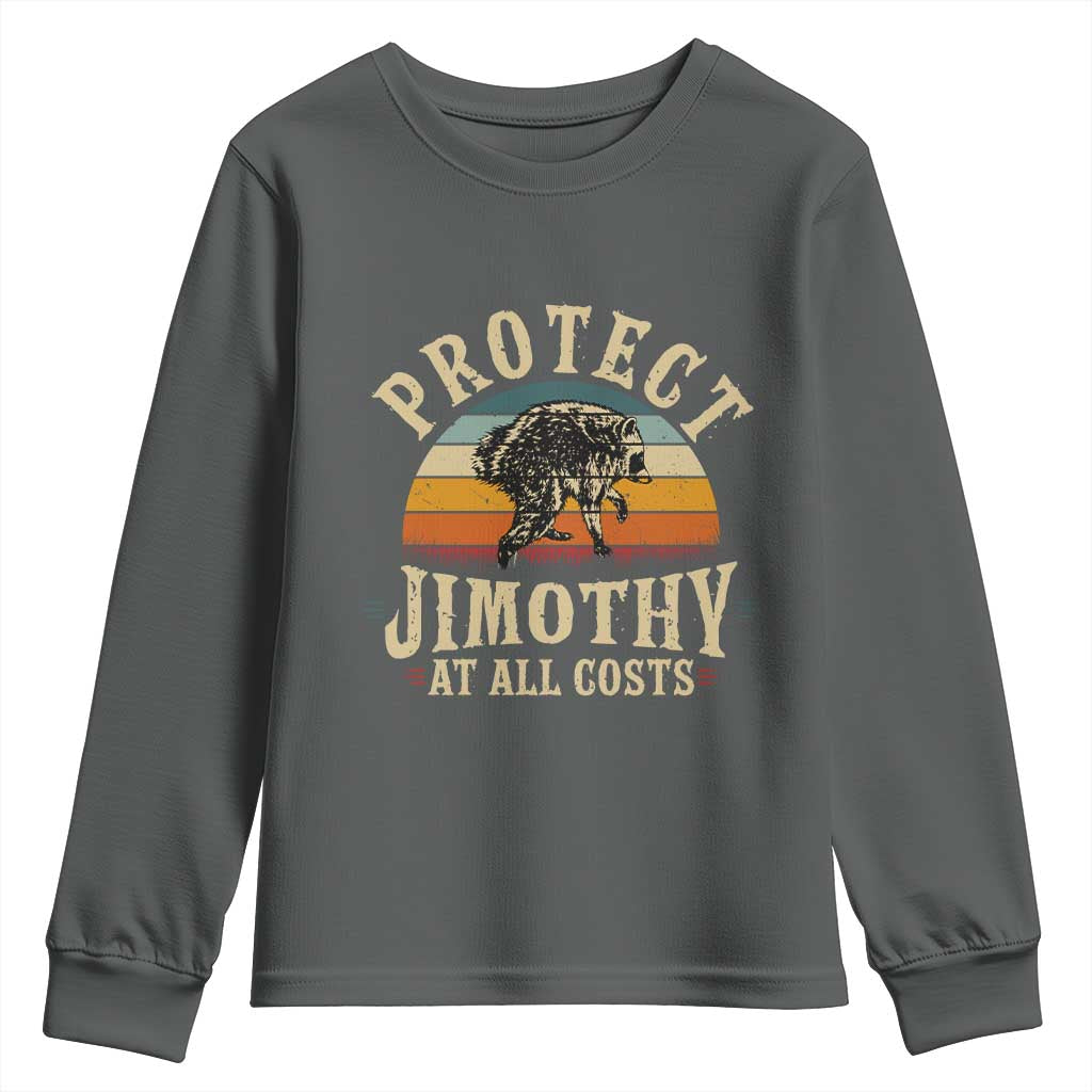 Protect Jimothy At All Costs Seattle Raccoon Youth Sweatshirt Vintage Sunset Feral Trash Panda Legend Supporter