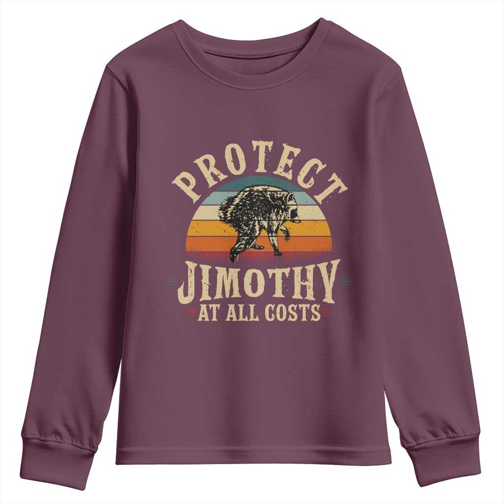 Protect Jimothy At All Costs Seattle Raccoon Youth Sweatshirt Vintage Sunset Feral Trash Panda Legend Supporter