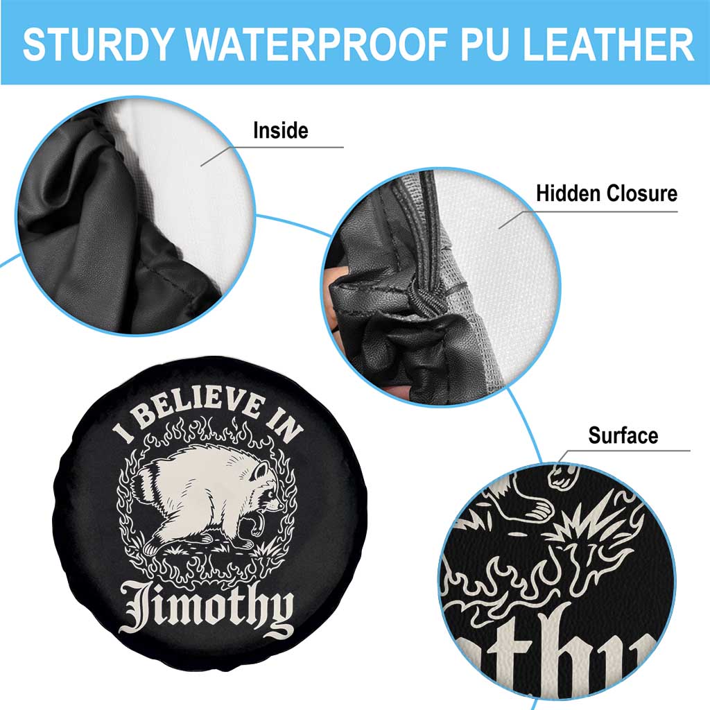 I Believe In Jimothy the Seattle Raccoon Spare Tire Cover Flaming Circle Vintage Feral Legend Trash Panda Supporter