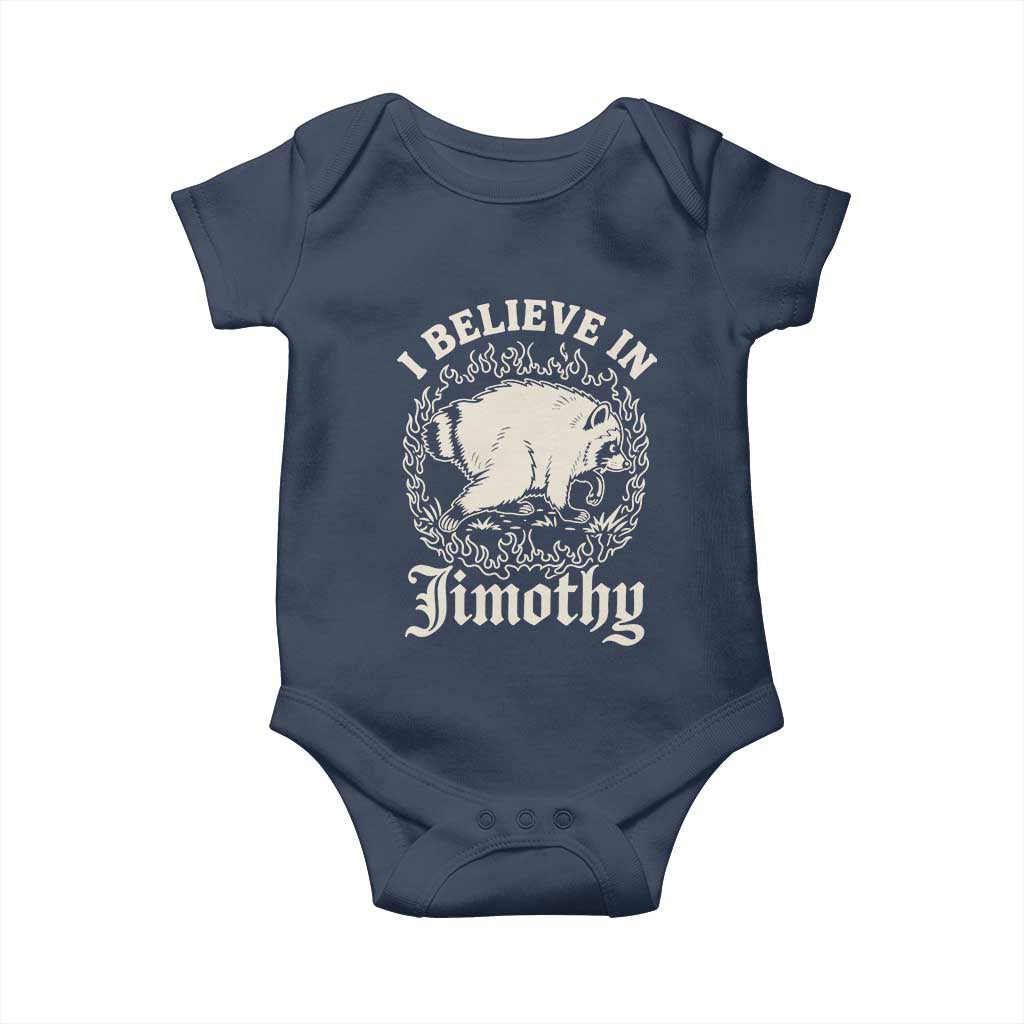 I Believe In Jimothy the Seattle Raccoon Baby Onesie Flaming Circle Vintage Feral Legend Trash Panda Supporter