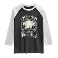I Believe In Jimothy the Seattle Raccoon Raglan Shirt Flaming Circle Vintage Feral Legend Trash Panda Supporter