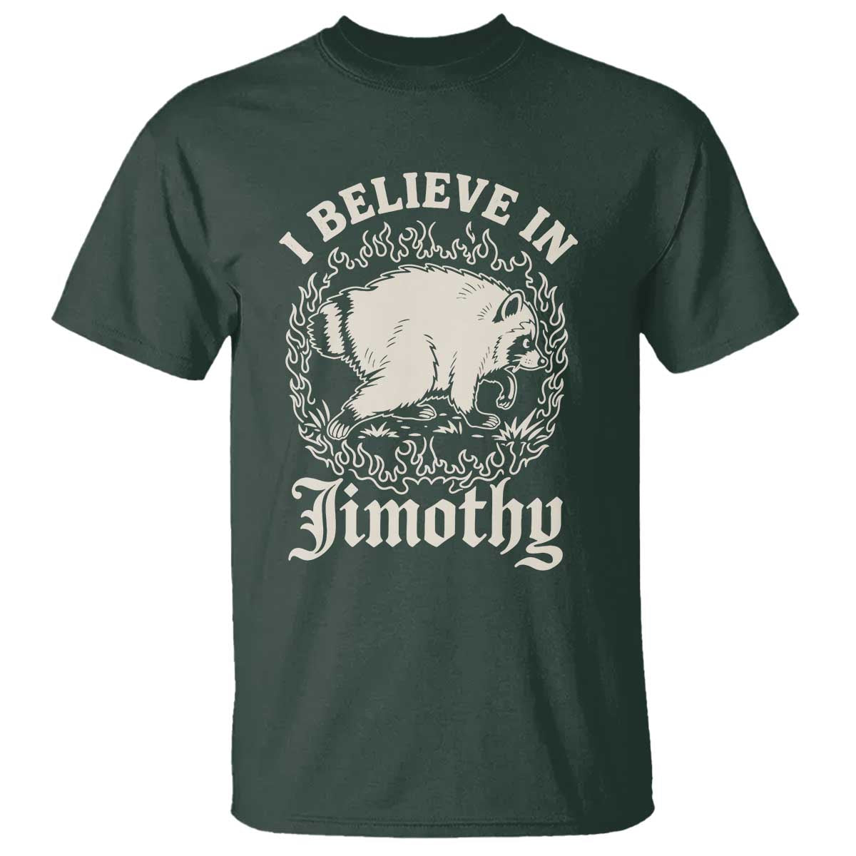 I Believe In Jimothy the Seattle Raccoon T Shirt Flaming Circle Vintage Feral Legend Trash Panda Supporter