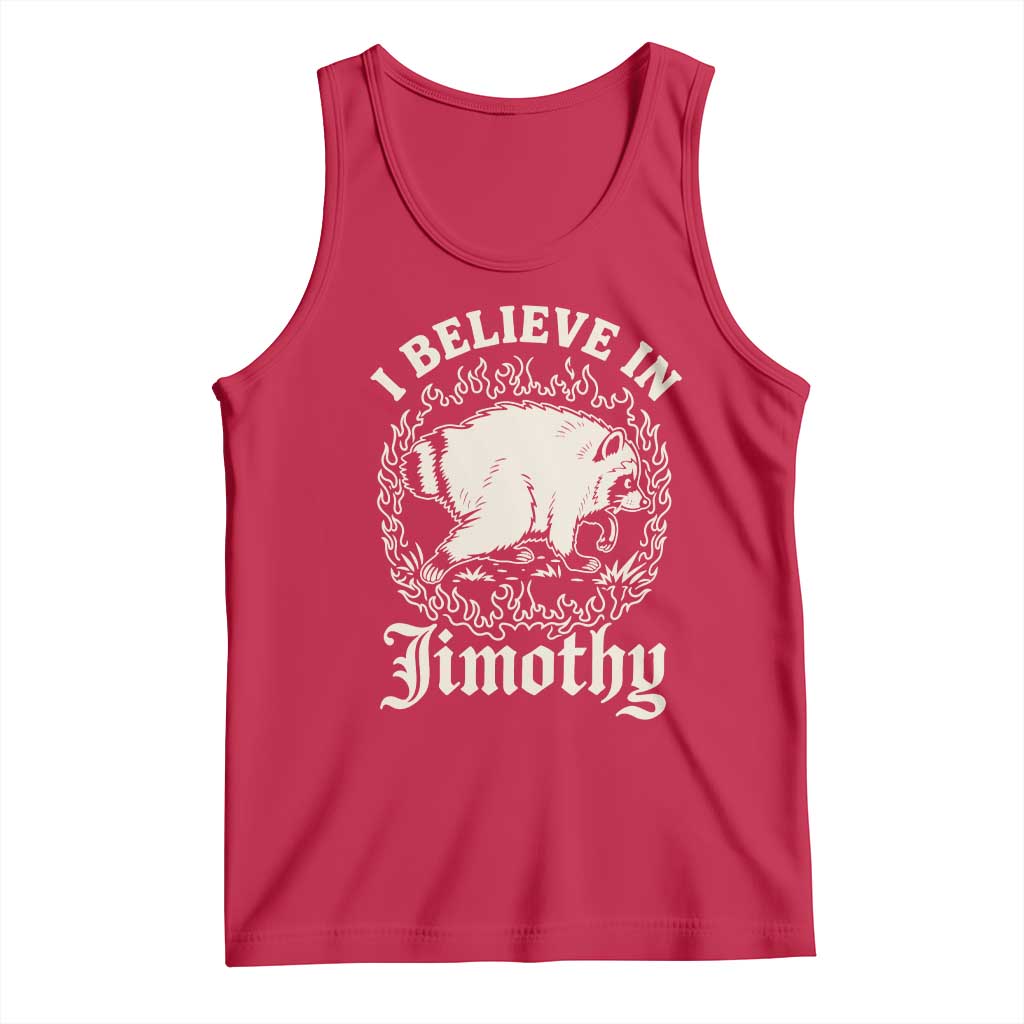 I Believe In Jimothy the Seattle Raccoon Tank Top Flaming Circle Vintage Feral Legend Trash Panda Supporter