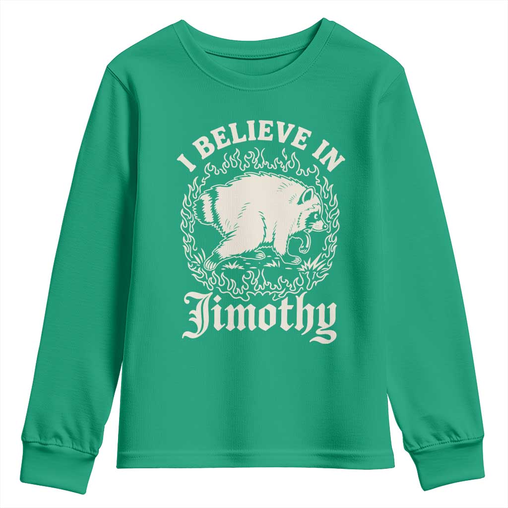 I Believe In Jimothy the Seattle Raccoon Youth Sweatshirt Flaming Circle Vintage Feral Legend Trash Panda Supporter