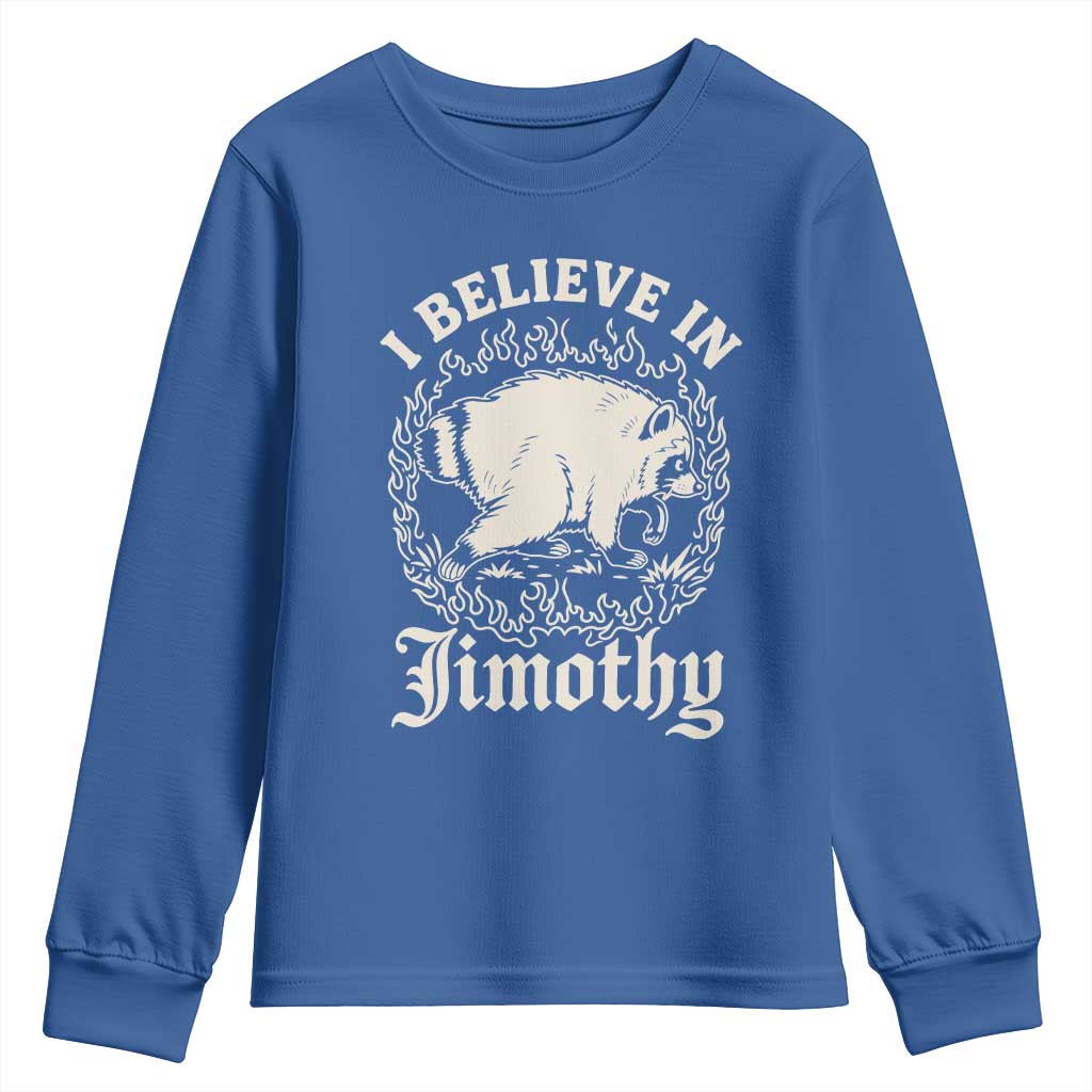 I Believe In Jimothy the Seattle Raccoon Youth Sweatshirt Flaming Circle Vintage Feral Legend Trash Panda Supporter