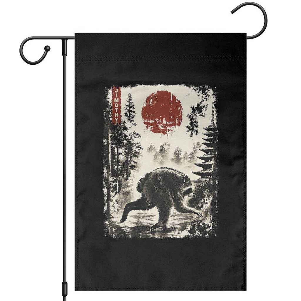 Jimothy the Raccoon Japanese Ukiyo-e Style Vintage Graphic Garden Flag Viral Seattle Trash Panda Feral Legend Supporter