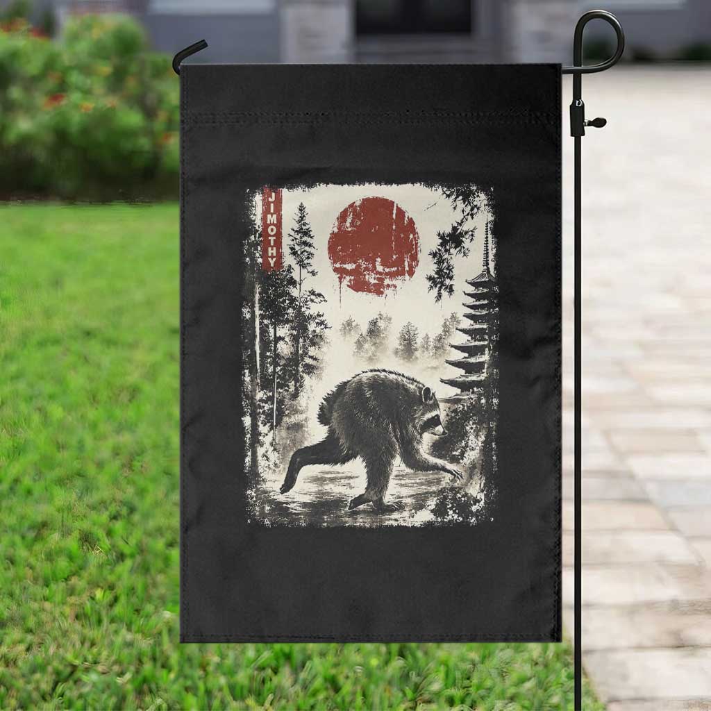 Jimothy the Raccoon Japanese Ukiyo-e Style Vintage Graphic Garden Flag Viral Seattle Trash Panda Feral Legend Supporter